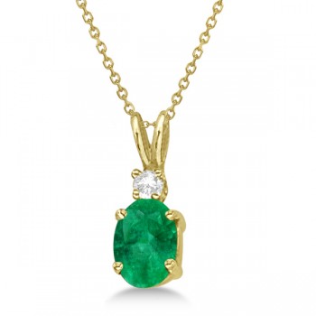 Oval Emerald Pendant with Diamonds 14K Yellow Gold (0.71ctw)