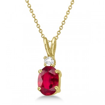 Oval Ruby Pendant with Diamonds 14K Yellow Gold (1.11ctw)