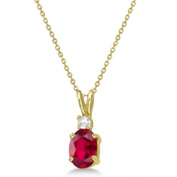 Oval Ruby Pendant with Diamonds 14K Yellow Gold (1.11ctw)