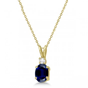 Oval Sapphire Pendant with Diamonds 14K Yellow Gold (1.11ctw)