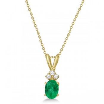 Oval Emerald Pendant with Diamonds 14K Yellow Gold (0.72ctw)