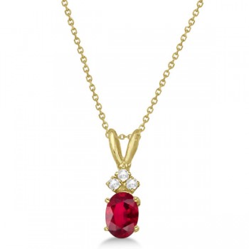 Oval Ruby Pendant with Diamonds 14K Yellow Gold (1.12ctw)
