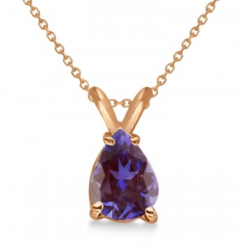 Pear-Cut Lab Alexandrite Solitaire Pendant Necklace 14k Rose Gold (1.00ct)