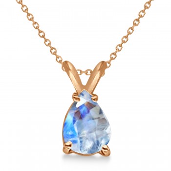 Pear-Cut Moonstone Solitaire Pendant Necklace 14k Rose Gold (1.00ct)