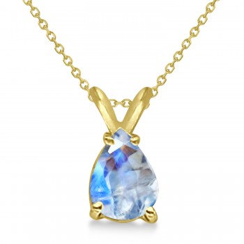 Pear-Cut Moonstone Solitaire Pendant Necklace 14K Yellow Gold (1.0ct)