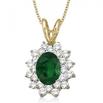 Emerald & Diamond Accented Pendant 14k Yellow Gold (1.60ctw)