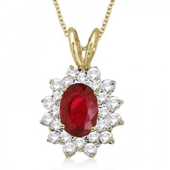 Ruby & Diamond Accented Pendant 14k Yellow Gold (1.60ctw)