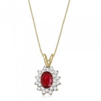 Ruby & Diamond Accented Pendant 14k Yellow Gold (1.60ctw)