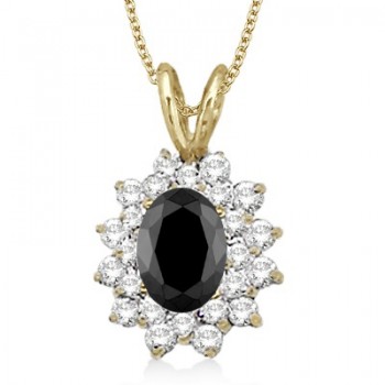 Black & White Diamond Accented Pendant 14k Yellow Gold (1.60ctw)