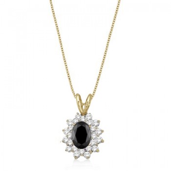 Black & White Diamond Accented Pendant 14k Yellow Gold (1.60ctw)