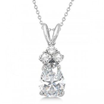 Pear Moissanite & Diamond Solitaire Pendant 14k White Gold (0.75ct)