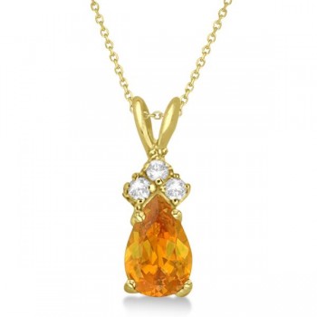 Pear Citrine & Diamond Solitaire Pendant 14k Yellow Gold (0.75ct)