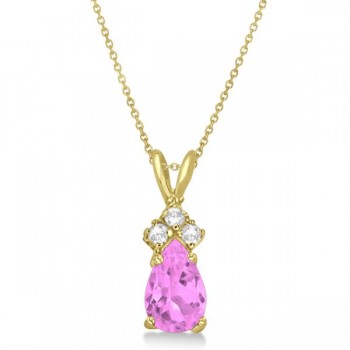 Pear Pink Sapphire & Diamond Solitaire Pendant 14k Yellow Gold (0.75ct)