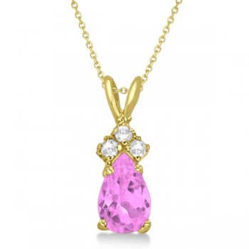 Pear Pink Sapphire & Diamond Solitaire Pendant 14k Yellow Gold (0.75ct)