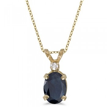 Oval Sapphire & Diamond Solitaire Pendant 14K Yellow Gold (1.00ct)