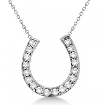 Ladies Diamond Horseshoe Pendant Necklace in 14K White Gold (0.25ct)
