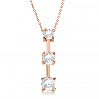 Three-Stone Graduated Lab Diamond Pendant Necklace 14k Rose Gold (1.00ct)