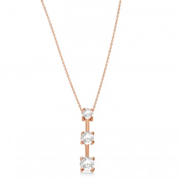 Three-Stone Graduated Lab Diamond Pendant Necklace 14k Rose Gold (1.00ct)