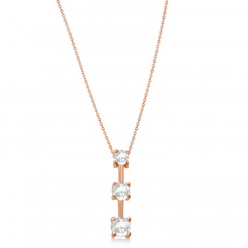 Three-Stone Graduated Lab Diamond Pendant Necklace 14k Rose Gold (1.00ct)