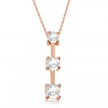 Three-Stone Graduated Diamond Pendant Necklace 14k Rose Gold (1.00ct)