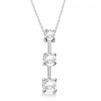 Three-Stone Graduated Lab Diamond Pendant Necklace 14k White Gold (1.00ct)