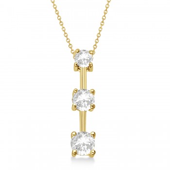 Three-Stone Graduated Lab Diamond Pendant Necklace 14k Yellow Gold (1.00ct)