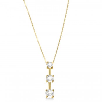 Three-Stone Graduated Lab Diamond Pendant Necklace 14k Yellow Gold (1.00ct)