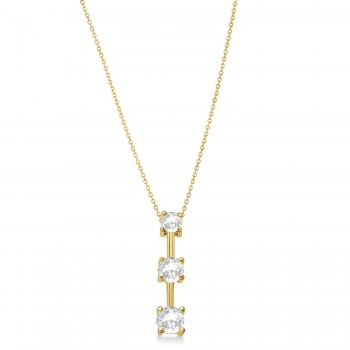 Three-Stone Graduated Diamond Pendant Necklace 14k Yellow Gold (1.00ct)