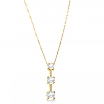 Three-Stone Graduated Diamond Pendant Necklace 14k Yellow Gold (1.00ct)