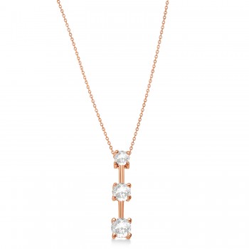 Three-Stone Graduated Lab Diamond Pendant Necklace 14k Rose Gold (0.50ct)
