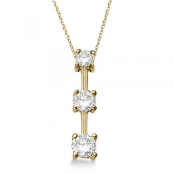 Three-Stone Graduated Lab Diamond Pendant Necklace 14k Yellow Gold (0.25ct)