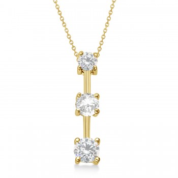 Moissanites & Diamond Three-Stone Necklace 14k Yellow Gold (1.00ct)