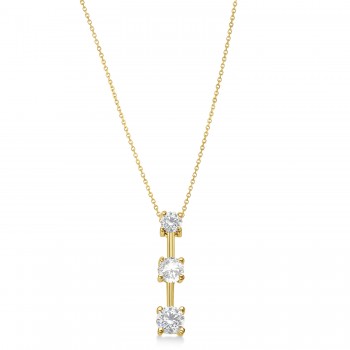 Moissanites & Diamond Three-Stone Necklace 14k Yellow Gold (1.00ct)