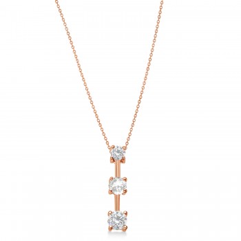 Moissanites & Diamond Three-Stone Necklace 14k Rose Gold (0.25ct)