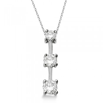 Three-Stone Graduated Lab Diamond Pendant Necklace 14k White Gold (0.25ct)