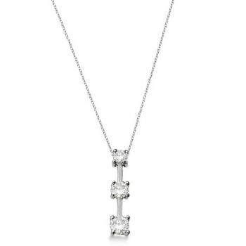 Three-Stone Graduated Lab Diamond Pendant Necklace 14k White Gold (0.25ct)