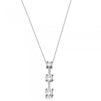 Three-Stone Graduated Lab Diamond Pendant Necklace 14k White Gold (0.25ct)