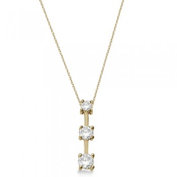 Three-Stone Graduated Diamond Pendant Necklace 14k Yellow Gold (0.25ct)