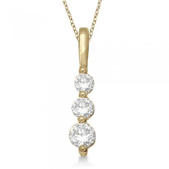 Three-Stone Graduated Diamond Pendant Necklace 14k Yellow Gold (0.25ct)