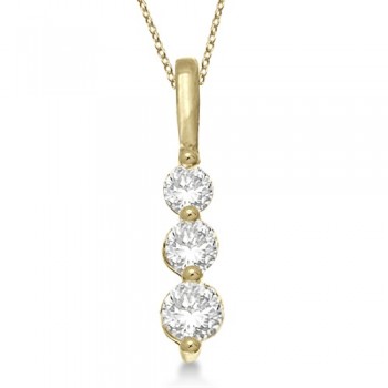 Three-Stone Graduated Diamond Pendant Necklace 14K Yellow Gold (0.50ct)