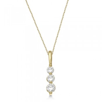 Three-Stone Graduated Diamond Pendant Necklace 14K Yellow Gold (0.50ct)