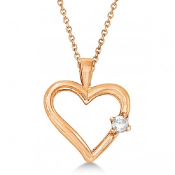 Diamond Open Heart Shaped Pendant Necklace 14k Rose Gold (0.05ct)