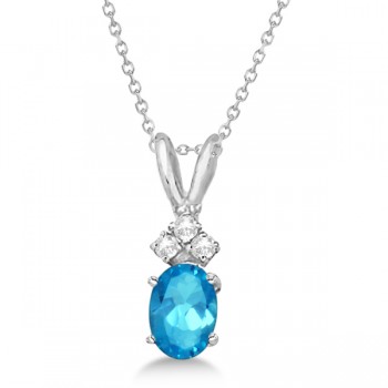 Blue Topaz Pendant with Diamonds 14K White Gold (1.06ctw)