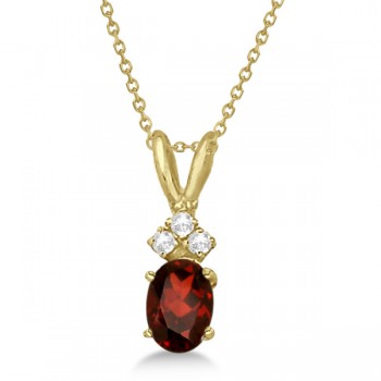 Oval Garnet Pendant with Diamonds 14K Yellow Gold (1.01ctw)