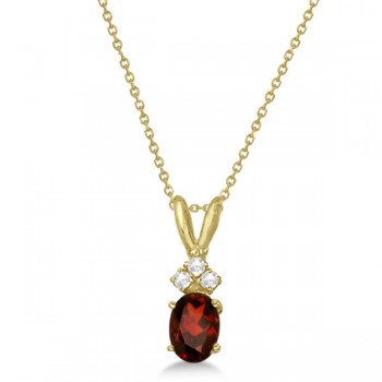 Oval Garnet Pendant with Diamonds 14K Yellow Gold (1.01ctw)