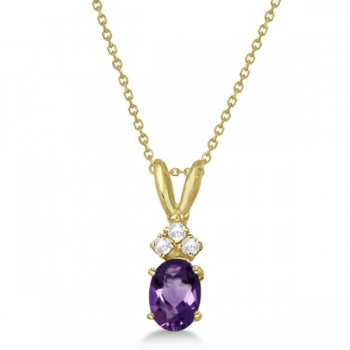 Oval Amethyst Pendant with Diamonds in 14K Yellow Gold (0.86ctw)