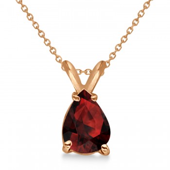 Pear-Cut Garnet Solitaire Pendant Necklace 14K Rose Gold (1.00ct)