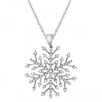 Diamond Snowflake Pendant Necklace in 14K White Gold (0.30ct)