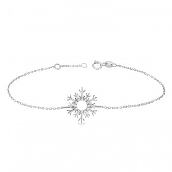 Snowflake Diamond Anklet 14k White Gold (0.10ct)