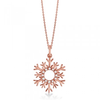 Snowflake Diamond Pendant Necklace 14k Rose Gold (0.10ct)